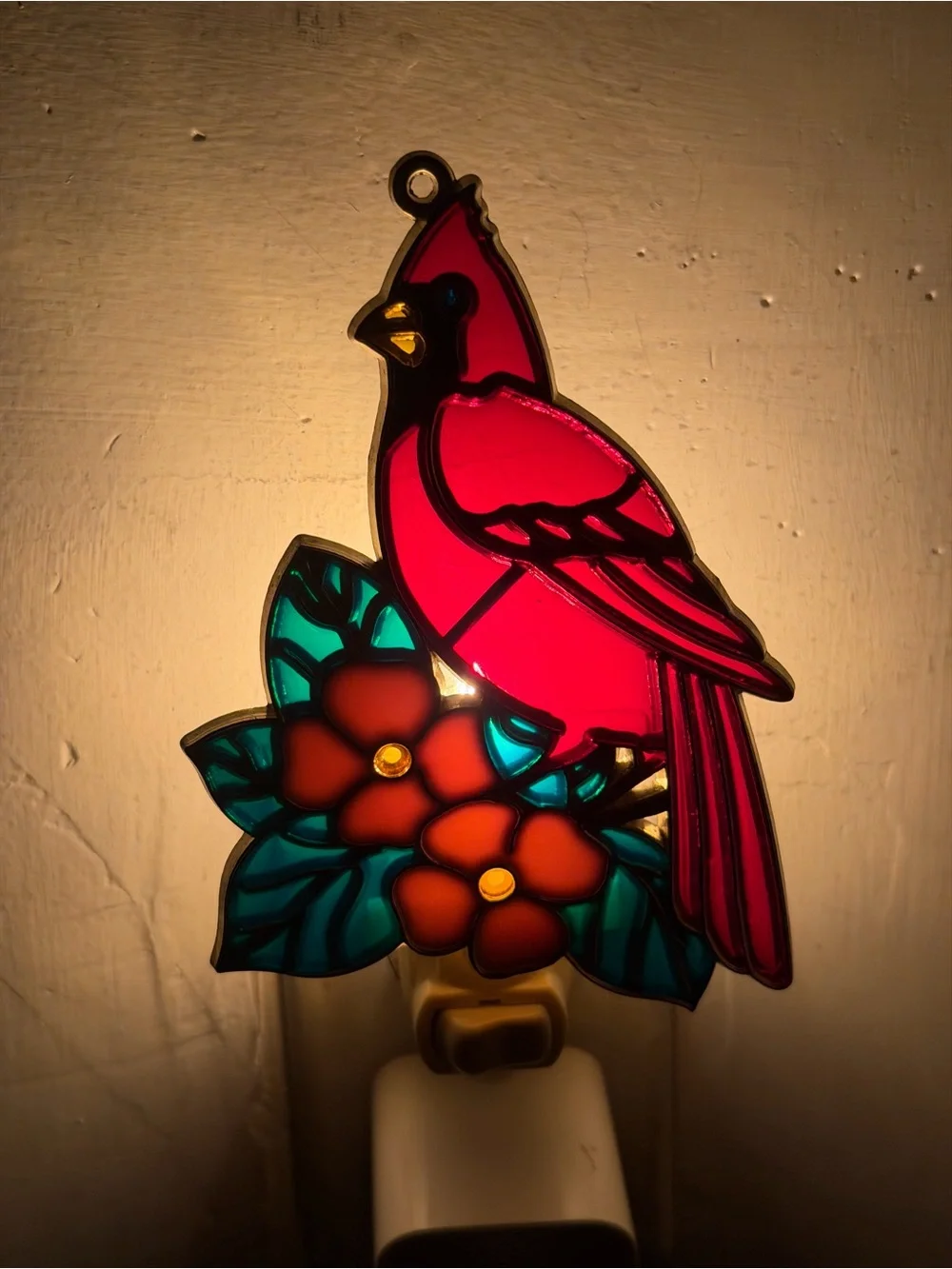 Red Cardinal Decorative Bird Perch Night Light